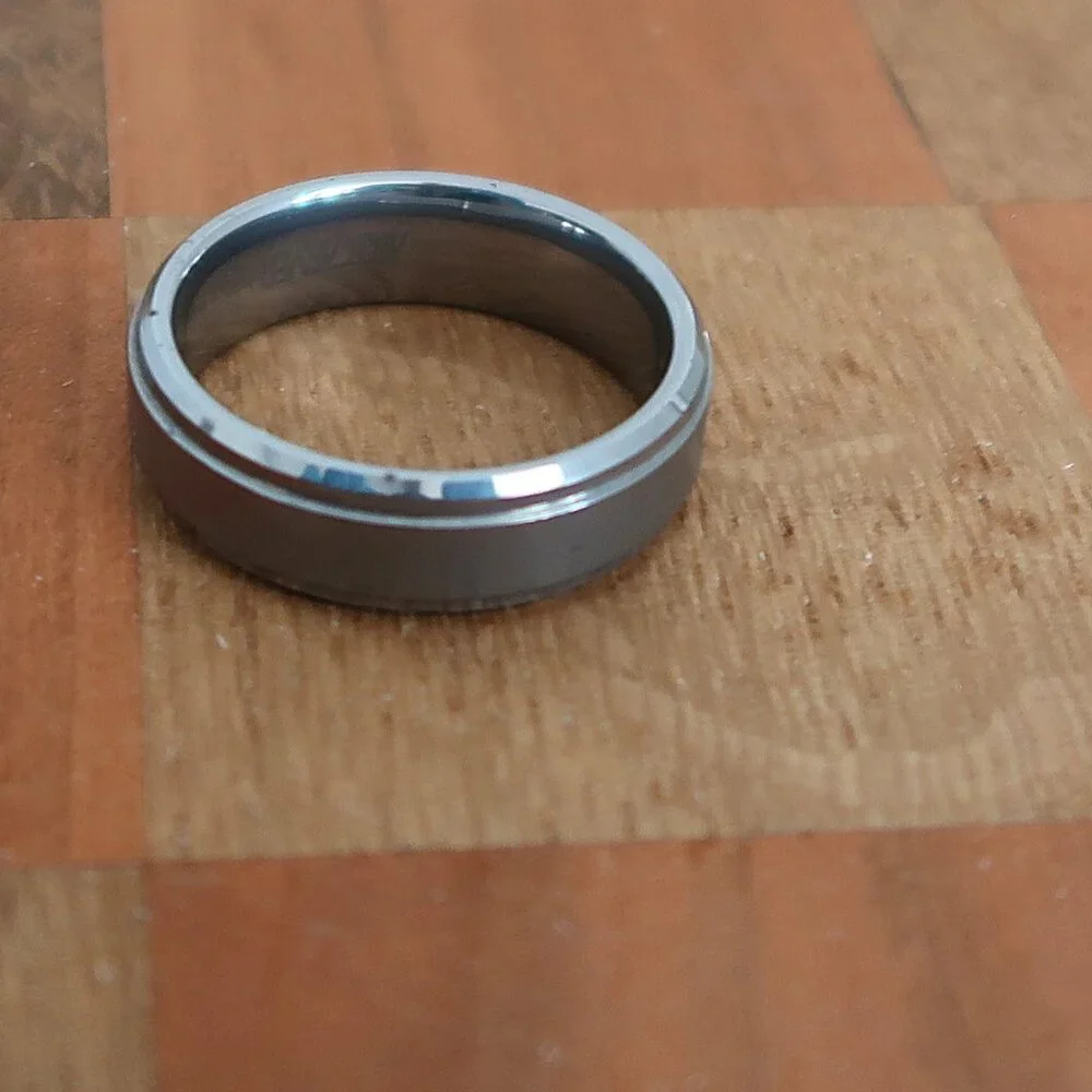 Mens Tungsten Carbide Wedding Ring Size 10.5 Silver Tone Art Carved Durable